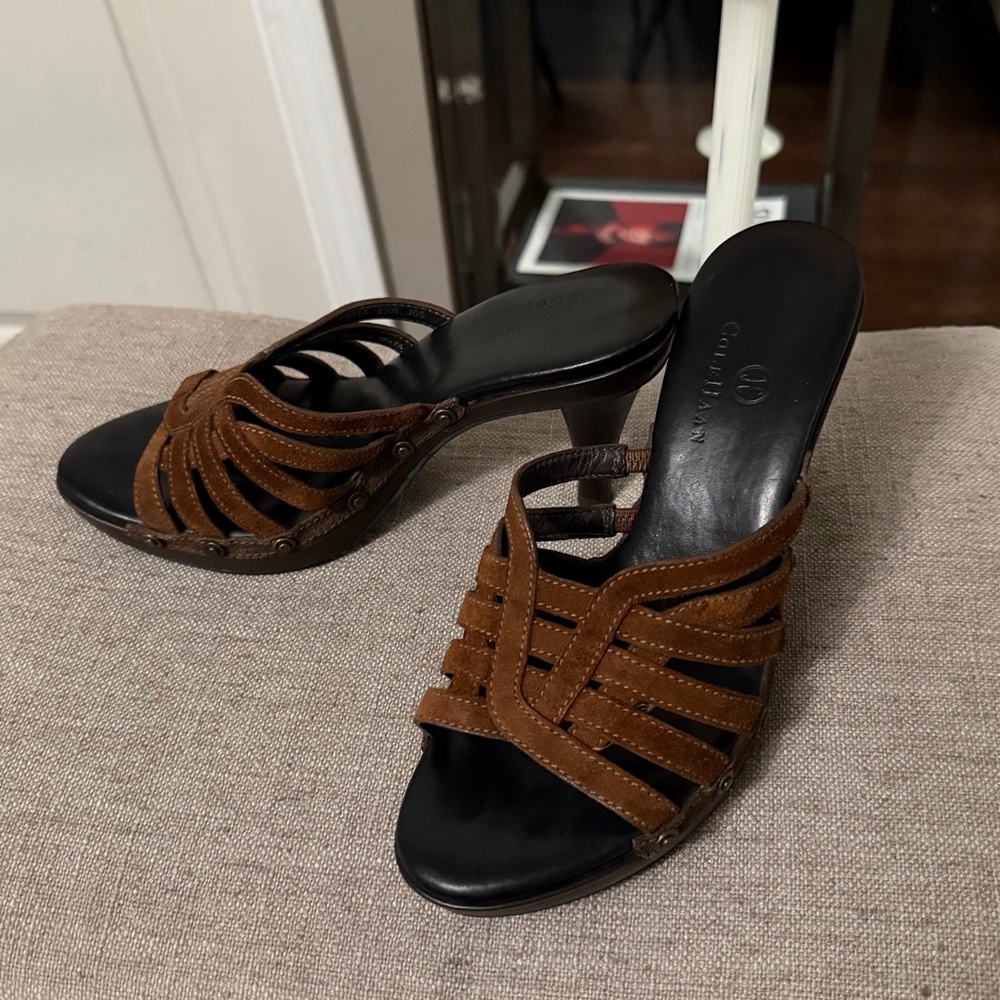 Cole Haan Clio Suede Strappy Platform Heels Size 6.5